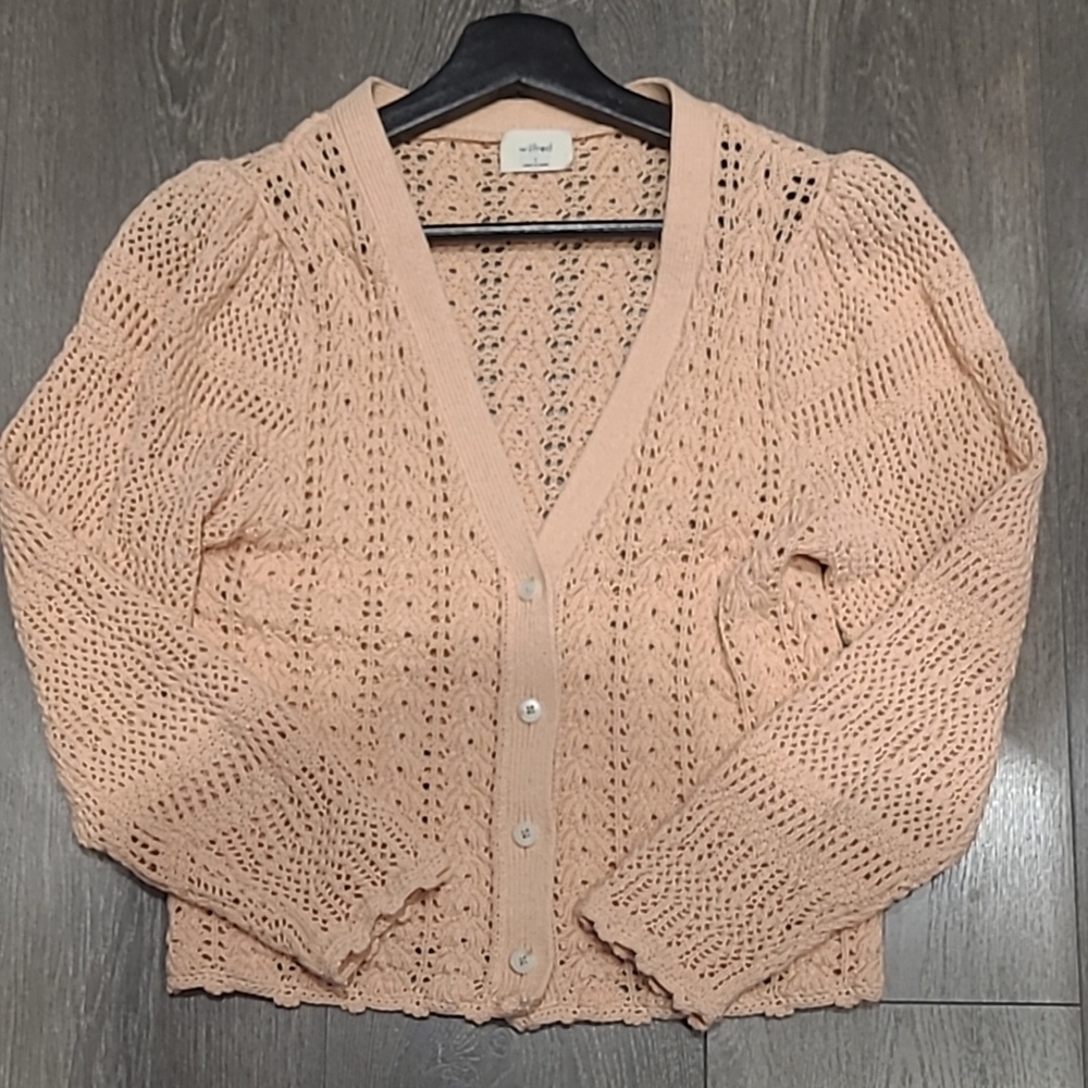 Wilfred Peach Knit Crochet Cardigan